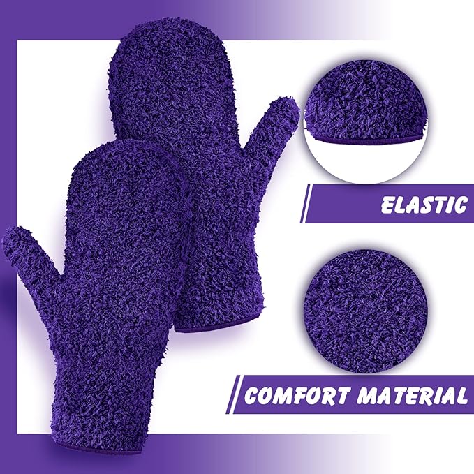 Bencailor 4 Pair Microfiber Dusting Mittens Reusable Women Cleaning Mittens with Thumb for Kitchen