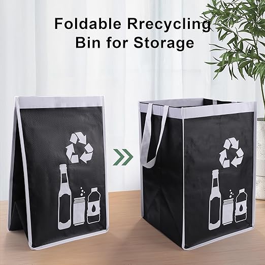 Recycle Waste Bag for Kitchen Home- Indoor Recycling Bins Trash Sorting Organizer, Reusable and Waterproof, 4 Pack