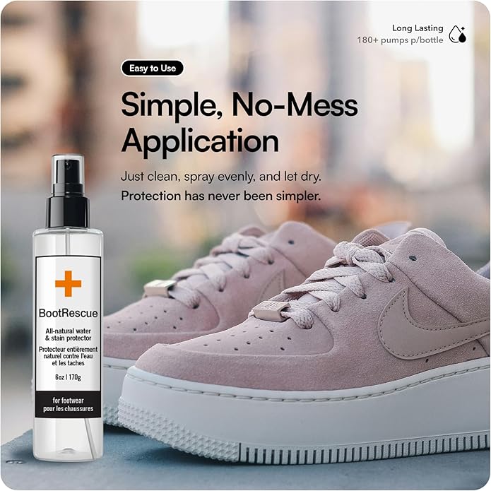 Boot Rescue All-Natural Protector Spray | Premium Waterproof + Stainproof Spray for Leather, Suede & Fabric | Protect Boots, Shoes & Bags | 6oz/170mL