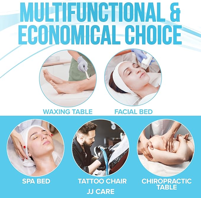 JJ CARE Disposable Massage Table Sheets - 50 Sheets [31.5" x 328 feet, 1 Roll] - 50% Thicker Perforated Massage Bed Cover, Non-Woven Disposable Roll for Massage Table for Waxing, Facial, Tattoo, & Spa