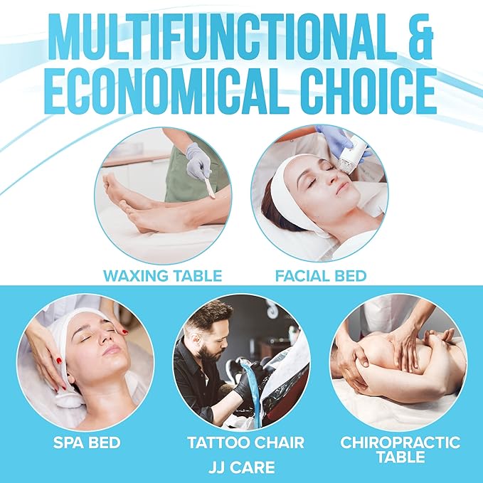 JJ CARE Disposable Massage Table Sheets - 100 Sheets [31.5" x 328 ft, 2 Roll] - 50% Thicker Perforated Massage Bed Cover, Non-Woven Disposable Roll for Massage Table for Waxing, Facial, Tattoo, & Spa