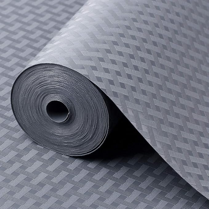 Shelf Liners for Kitchen Cabinets Refrigerator Liners Waterproof & Oil-Proof Kitchen Cupboard Liner Non-Slip Drawer Mats EVA Material Non Adhesive Fridge Liner for Shelves - Gray 17.5 x 393.7 inches