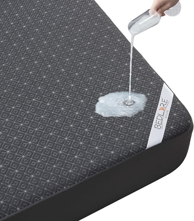 BEDLORE California King Mattress Protector, Waterproof Noiseless Mattress Cover with Deep Pocket for 6-18 inches Mattress, Soft Breathable Mattress Pad Machine Washable (Dark Gray)