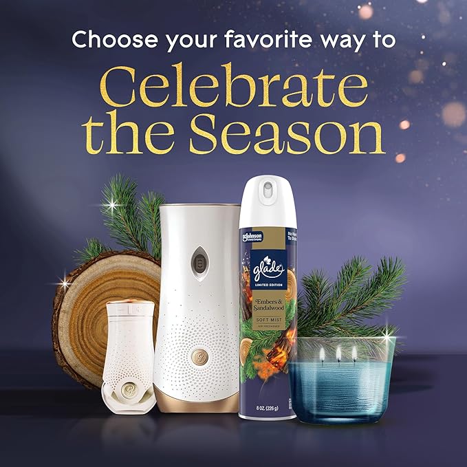 Glade Automatic Spray Refill, Embers & Sandalwood, Scented Air Freshener for Home and Bathroom, 6.2 Oz, 2 Count