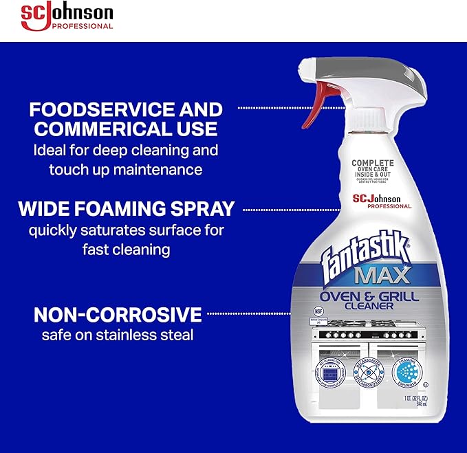 SC Johnson Professional Fantastik Max Oven & Grill Cleaner Spray, Cleans Inside and Out, 32 Fl Oz