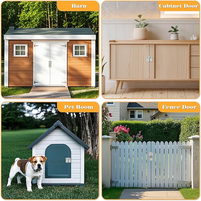 Alise Flip Latch Gate Latch,Shed Door Latch Barn Door Lock Shed Lock Shed Latch,Stainless Steel Locking Latches for Shed Barn Fence Chicken Dog Cage Window Cabinet Backyard Garage,Brushed,S-Size