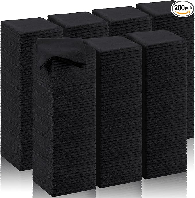 200 Pcs Microfiber Cleaning Cloth 16x16 Inch Microfiber Towels for Car Ultra Absorbent Cleaning Rags Reusable Lint Free Streak Free Detailing Towel for Car Washing Drying Dusting (Black)