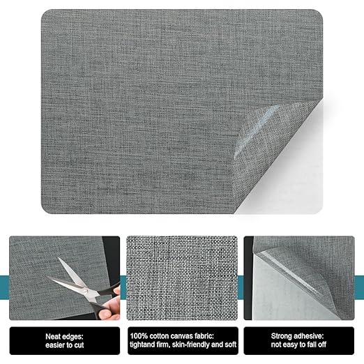 J.CARP 2Pcs Linen Repair Patches, Large Self-Adhesive Fabric Patch for Sofas, Couch, Furniture, Car Seats (8 * 11 inches-2PCS Light Gray)