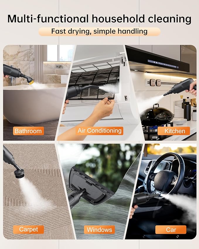 Handheld Steam Cleaner,2500W Steamer for Cleaning 1.69 Quarts Large Capacity Tank,Temperature steamer for Home,Car,kitchens,Camping