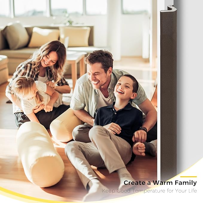 Ravinte Weather Stripping Door Seal Strip Soundproof "Q" Foam Weather Stripping for Door Frame, Exterior Door Weather Stripping for Large Gap, Easy to Install（Brown, 19.8FT)