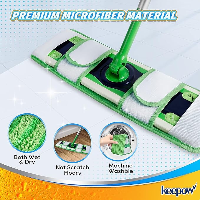 KEEPOW XL Mop Pads Compatible with Swiffer Sweeper XL, 6 Pack Wet Pads Refills Dry Sweeping Cloths, Reusable Pads for X-Large