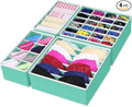 Simple Houseware 4-Pack Drawer Organizer Set - Closet Dividers for Underwear, Socks, Bras, Scarves, Ties - Foldable Non-Woven Storage Boxes, Turquoise