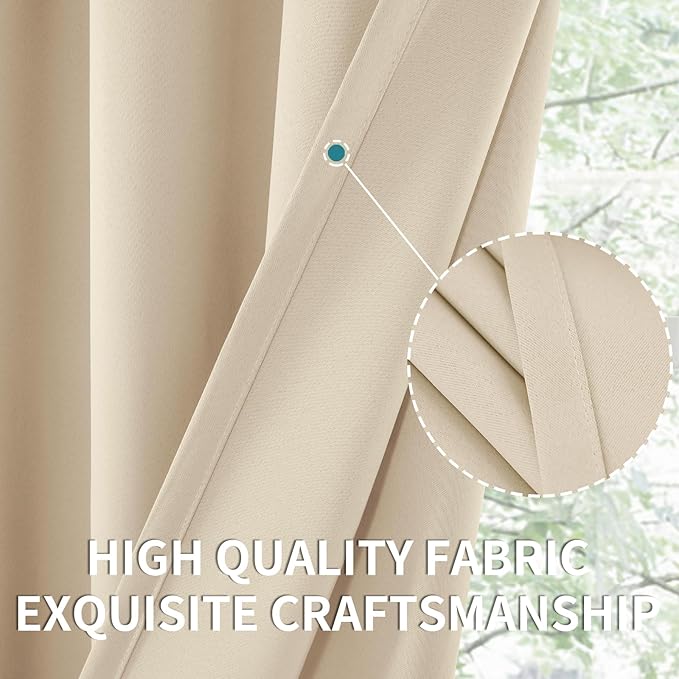 BGment Short Blackout Curtains for Bedroom 40 Inches Long - Thermal Insulated Room Darkening Curtain for Kitchen, Champagne, 34 x 45 Inch, 2 Panels