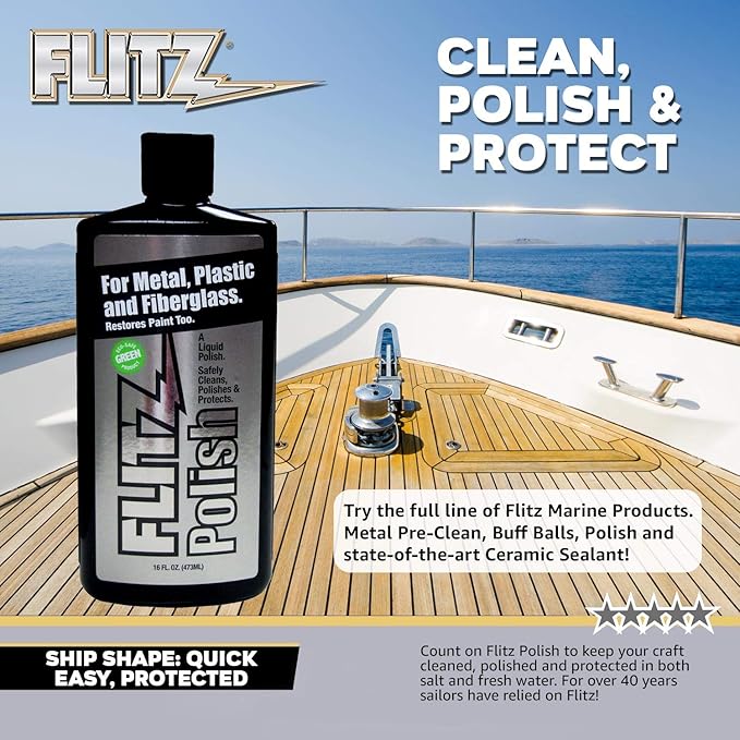 Flitz Multi Purpose Metal Polish Liquid - 16oz Bottle of USA-Made Tarnish Remover - For Aluminum, Chrome, Brass, Nickel, Silver - Non-Abrasive Metal Cleaner and Polish, Restorer (1 Pack)