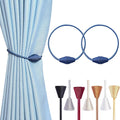 2 PCS Magnetic Curtain Tiebacks, European Style Convenient Drape Tie Backs Holdbacks for Thin or Thick Home & Office Window Draperies, No Tools Required-Light Blue