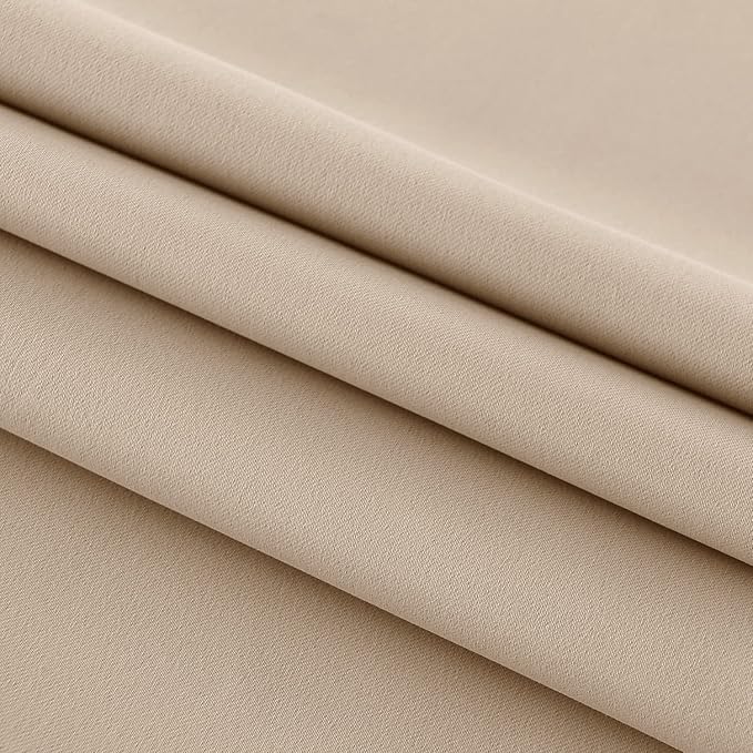 DWCN French Door Curtains – Rod Pocket Thermal Blackout Curtain for Doors with Glass Window, Kitchen and Patio Doors for Privacy, 25 X 72 Inches Long, 1 Curtain Panel with Tieback, Beige