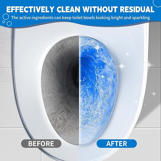 Toilet Bowl Cleaner Tablets, Automatic Toilet Tank Cleaner for Deodorizing & Descaling, Long-Lasting with Sustained Release Technology for Bathroom Cleaners, Blue & White, 12 Packs