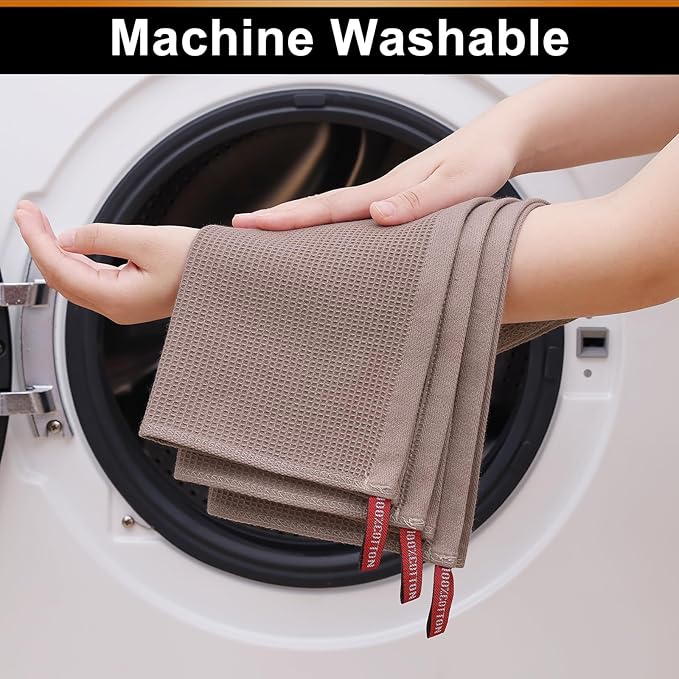 Homaxy 100% Cotton Waffle Weave Kitchen Towels - 6 Pack Soft and Absorbent Dish Towels - 16 x 26 Inches Quick Dry Hand Towels - Brown
