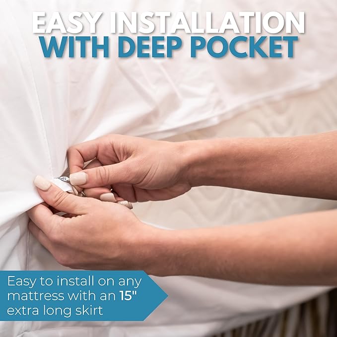 King Size 78x80” Premium Waterproof Zippered Mattress Encasement, 100% Cotton, Hypoallergenic, Six Sided Mattress Cover, Invisible Zippered, Soft Breathable up to 15" Deep - Rest Line
