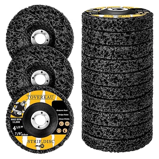 10 Pack 4.5 inch Strip Discs for Angle Grinder, Wire Stripping Wheel Paint Remover for Metal Surfaces, Abrasive Wheels Grinding Discs for Rust Welds Oxidation (4-1/2" x 7/8")
