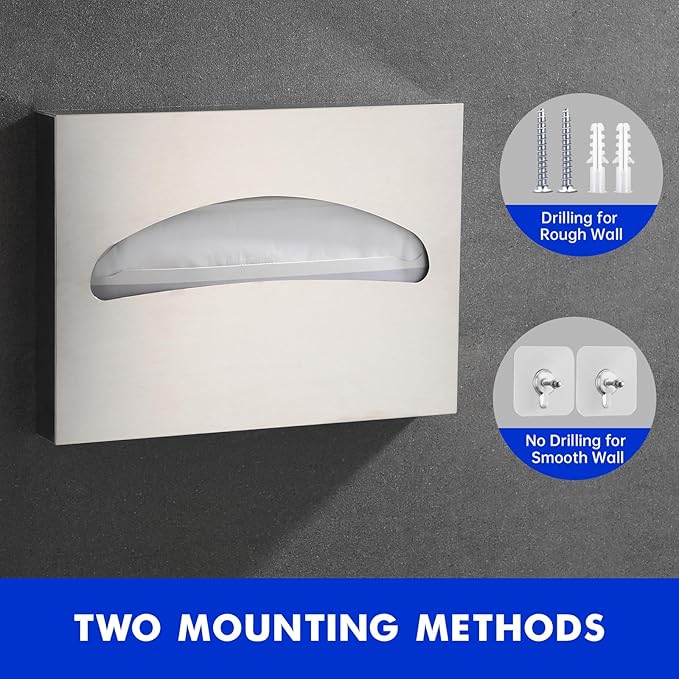 Toilet Seat Cover Dispenser Wall Mounted SUS 304 Stainless Steel Brushed