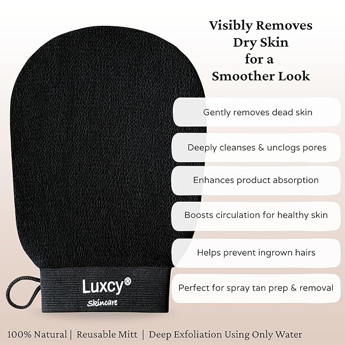 Premium Korean Exfoliating Mitt & Body Scrubber Glove, Viscose Fiber Dead Skin Remover for Smooth, Radiant Skin, Shower Skincare, Keratosis Pilaris Treatment & Self-Tan Prep (1 Pack)