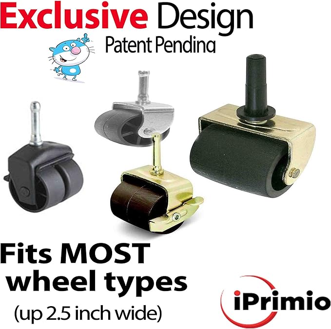 iPrimio No Lift Bed Stoppers to Prevent Sliding - 4 Pack Black Solid Rubber Keep Furniture from Sliding - No-Slip Caster Cups for Beds, Sofas, and Tables - Bed Stoppers - Simply Slide and Squeeze