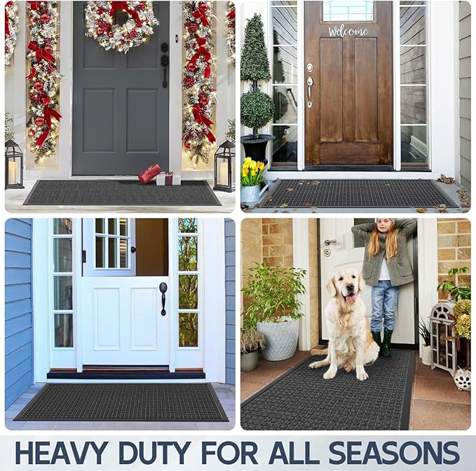Indoor Outdoor Front Door Mats, 72" x 24" Rubber Backing Non Slip Durable Welcome Floor Mats for Patio, Garage Entrance, Stain and Fade Resistant Commercial Doormats for High Traffic