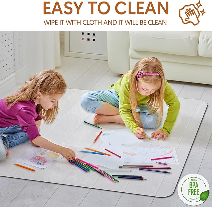 Office Chair Mat for Hardwood Floor- 44" x 58" Clear Desk Computer Chair Mat for Hard Wood/Tile Floors, Easy Glide Plastic Mat for Under Office Chairs on Hardwood for Work & Home
