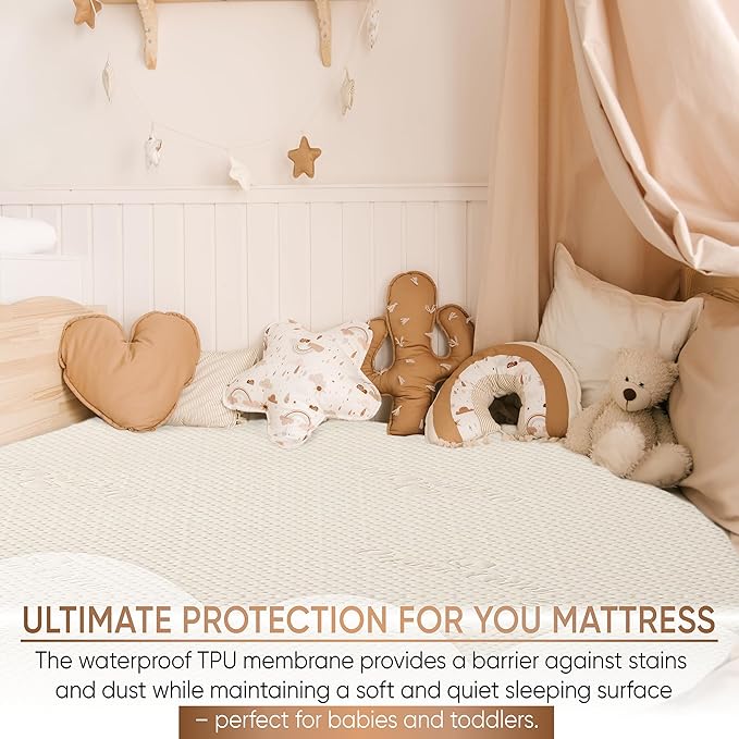 Crib Luxury Organic Cotton Mattress Protector - Skin Friendly, Waterproof, Breathable & Absorbent Crib Mattress Pad - Premium Protector for Baby and Toddler Beds - Fitted for Standard Baby Crib Size