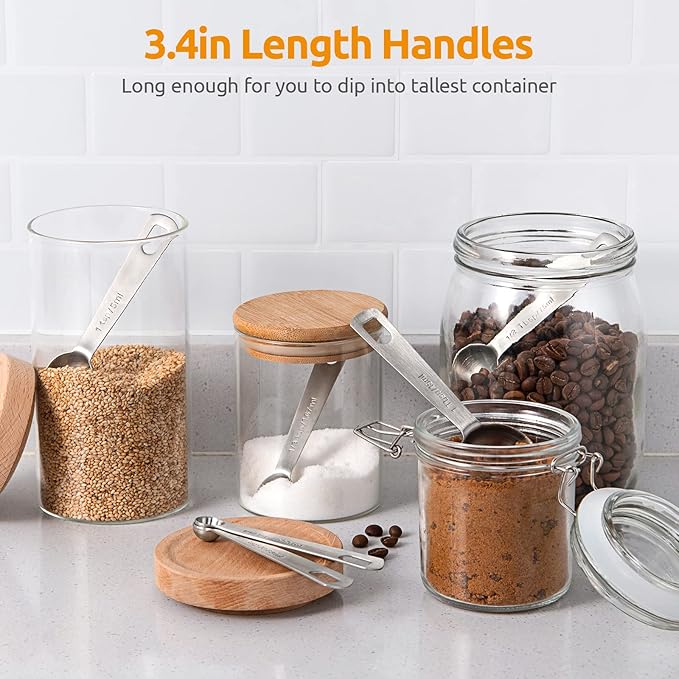 Measuring Spoons: U-Taste 18/8 Stainless Steel Measuring Spoons Set of 8 Piece: 1/8 tsp, 1/4 tsp, 1/3 tsp, 1/2 tsp, 3/4 tsp, 1 tsp, 1/2 tbsp & 1 tbsp Dry and Liquid Ingredients