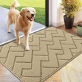 hicorfe Front Door Mat Outside Entrance,24"x35" Absorbent Muddy Dirt Resist Welcome Door Mats Outdoor Indoor,Stain and Fade Resistant,Non Slip Backing Entry Mat Doormat for Entryway (Beige)