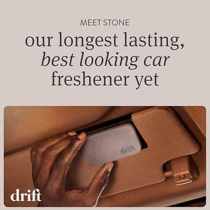 Drift Car Air Freshener - Stone Air Freshener Car Odor Eliminator - Long Lasting Scent - Auto Accessories - Metal Clip - Essential Oils - Clean Ingredients - Open Air Scent Starter Kit