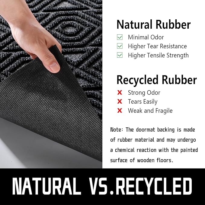 Yimobra Door Mat, Outdoor Indoor Entrance Welcome Mat, Heavy Entry Front Door Mat, Stain & Fade Resistant, Low Profile, Sturdy Rubber, Easy Clean Patio Floor Mat, Waterproof, 36 x 24, Black