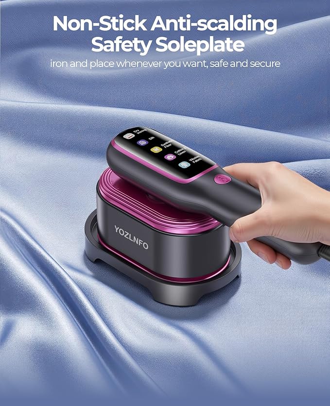 Travel Steamer for Clothes Portable: 2-in-1 Mini Handheld Garment Steamer Iron - 15s Heat Up & 5 Adjustable Steam - Large Ceramic Panel - 110-120V