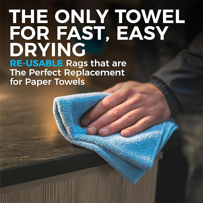 The Rag Company - All-Purpose Microfiber Terry Cleaning Towels - Commercial Grade, Highly Absorbent, Lint-Free, Streak-Free, Kitchens, Bathrooms, Offices, 300gsm, 16in x 16in, Red (12-Pack)