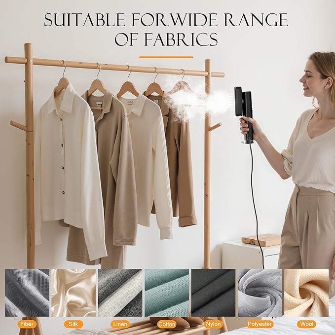 Steamer for Clothes, Portable Handheld Garment Steamer for Fabric Wrinkles Remover, 15s Fast Heat-up, 90ml Water Tank with Heat-Resistant Gloves, Convenient clothes steamer for Home, Office and Travel