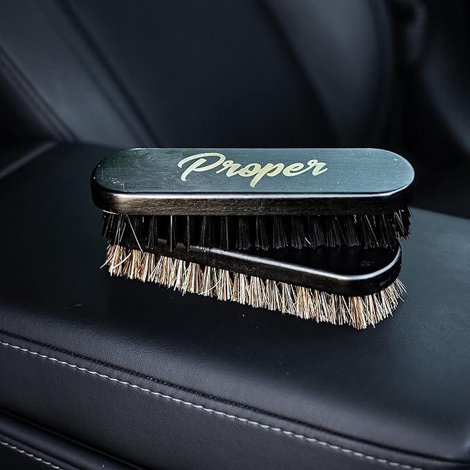 Premium Horse Hair Leather Brushes Set for Car Detailing, Furniture & Upholstery - Professional Horsehair Cleaning Brush for Couch, Car Seats, Alcantara & Interior Surfaces