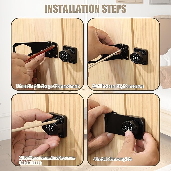 Password Rotary Hasp Locks, Digit Combination Lock Door Security Slide Latch Door Lock for Drawers, File Cabinets, Cabinets, Interior Doors, Barns, Garage Doors, Fence (3 Inch)