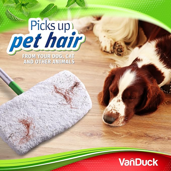 VanDuck Reusable 100% Cotton Mop Pads Compatible with Swiffer Sweeper (2-Pack), Terry Cloth Mop Covers Washable for Wet Mopping and Floor Cleaning (Handle is Not Included)