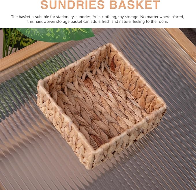 Handwoven Wicker Storage Baskets Set, Natural water hyacinth & Iron Frame | Triple Sizes (Small, Medium, Large) for Home Organizing, Bathroom, Shelves | Woven Baskets for Storage & Decor (Natural)
