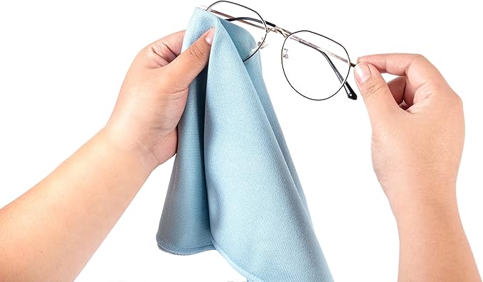 KLNYOO Microfiber Glass Cleaning Cloths Lint Free Streak Free Quickly and Easily Clean Windows & Mirrors Without Chemicals Polishing Cloth 16x16 Inch 8 Pack (Blue+ Grey)