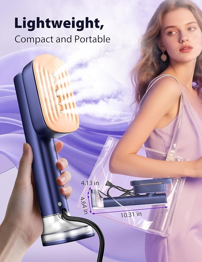 Sundu Steamer for Clothes,15s Fast Heat-up Handheld Garment Steamer,35mins Runtime & 180ml Large Tank,25g/min Steam,Ceramic Panel,Stands on Desk,Wrinkle Remover for Travel, Home, Office(Blue)