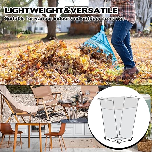 2 pcs Metal Trash Bag Holder, Outdoor Metal Leaf Bag Holder Stand, Garbage Bag Frame Holder for 30-45 Gallon Bags, for Yard Camping Garden Lawn Party Supplies