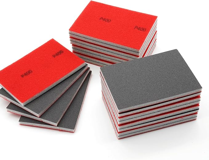 20 Pack 400 Grit Sanding Sponge, 3 x 4 Inch Soft Foam Sanding Block Wet Dry Sanding Pads, Washable Sandpaper Sponge Drywall Sand Block for Wood, Metal, Furniture Polishing (400 Grit)