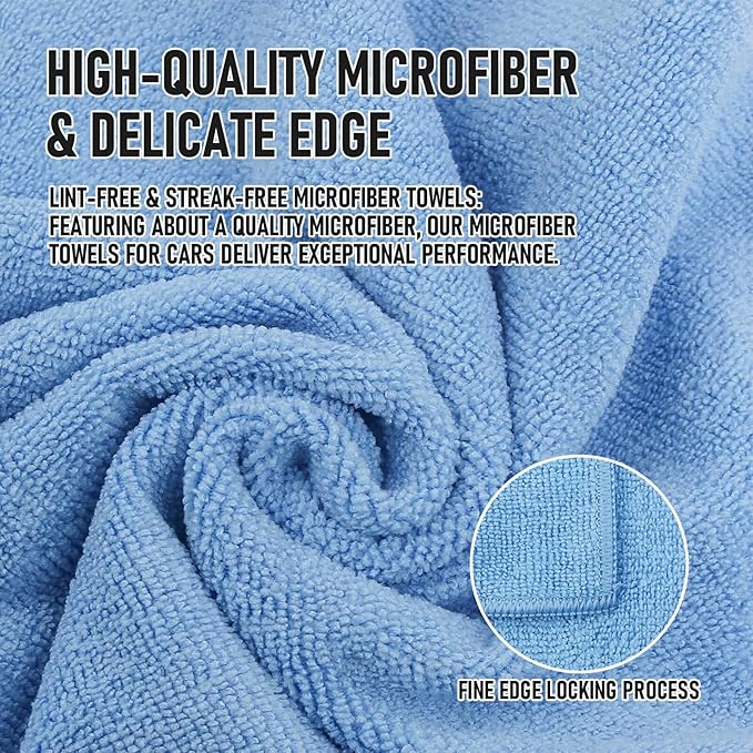 Tricol Clean Microfiber Cleaning Cloth, 16in*16in, 12 Pack Ultra-Thick Cleaning Rags, Super Absorbent, Lint Free & Streak Free Cleaning Towels for Car, House, Kitchen, Office