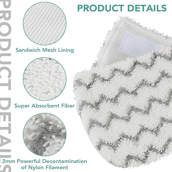 Sgizoku S1000 S2001 Steam Mop Replacement Pads for Shark Steam Mop S1000 S1000A S1000C S1000WM S10001C S1200 & S2001 SteamSpot Steam Mop - Dirt Grip, Washable & Reusable for All Floor Clean - 12Pack