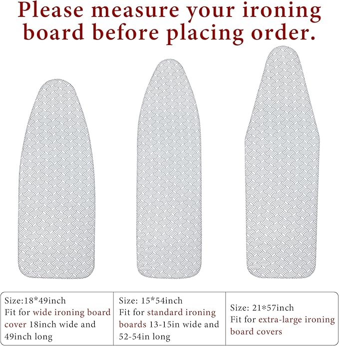 Dalykate Ironing Board Cover and Pad, 15" x 54", Thick Padding, Elastic Edge, Scorch & Stain Resistant, Includes Fasteners & Mesh Cloth