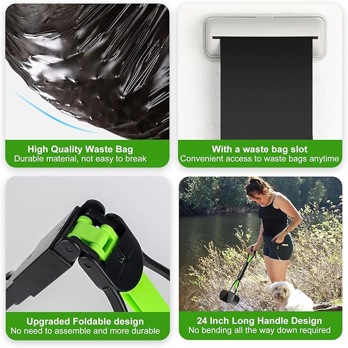 Dog Poop Trash Can Outside with Pooper Scooper and Metal Rake & Tray, 20L/5Gal Dog Waste Trash Can with Lid, Pedal and Removable Inner Waste Bin, Pet Poop Bin with 100 Bags