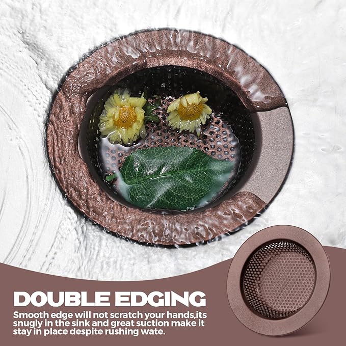 Retisee 2 Pcs Sink Strainer Stainless Steel Kitchen Sink Drain Strainer Basket Cover Mesh Hair Food Catcher, Large Wide Rim of 4.4 Diameter(Oil Rubbed Bronze)